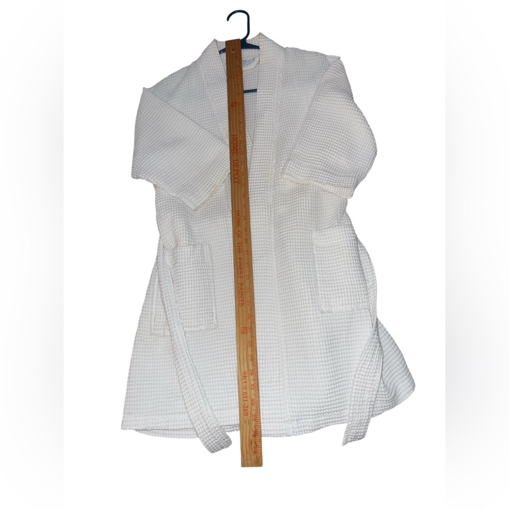 S/M White Waffle Knit Robe with 2 Pockets - TURQUAZ